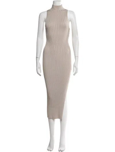 Pre-owned Galvan Mock Neck Midi Length Dress In Metallic/neutrals
