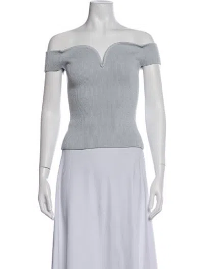 Pre-owned Galvan Off-the-shoulder Short Sleeve Top In Blue