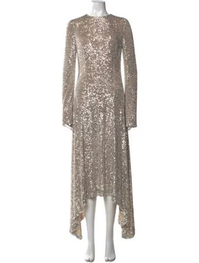 Pre-owned Galvan Patterned Long Dress In Silver