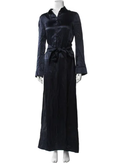 Pre-owned Galvan Silk Long Dress In Blue