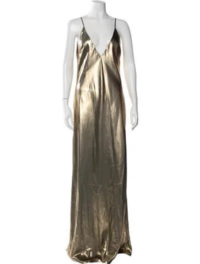 Pre-owned Galvan Silk Long Dress In Green