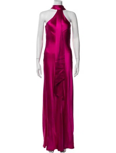 Pre-owned Galvan Silk Long Dress In Pink
