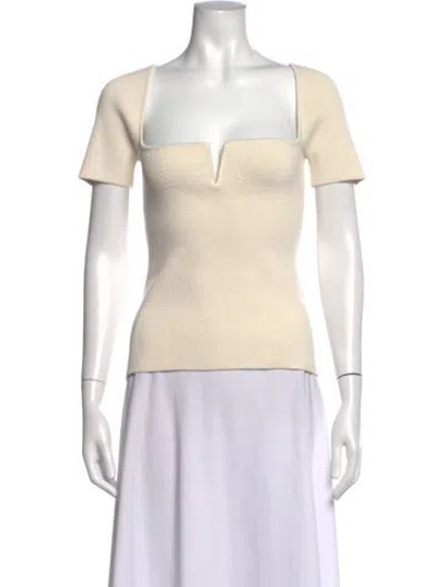 Pre-owned Galvan Square Neckline Short Sleeve Top W/ Tags In White