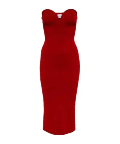 Galvan Thalia Bustier Midi Dress In Red