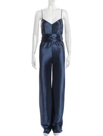Pre-owned Galvan V-neck Jumpsuit In Blue