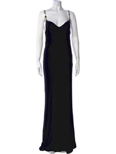 Pre-owned Galvan V-neck Long Dress W/ Tags In Black