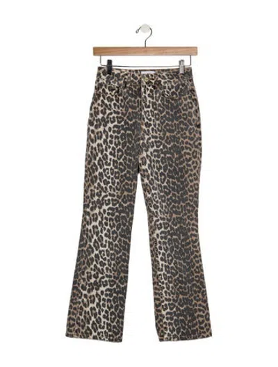 Pre-owned Ganni Animal Print Flared Pants In Multicolor