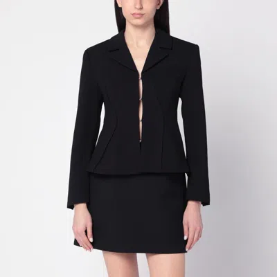Ganni Black Jacket In Crêpe
