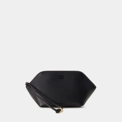 Ganni Bou Zipped Clutch -  - Synthetic Leather - Black