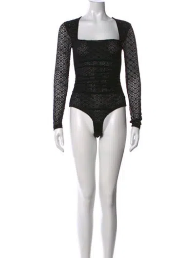 Pre-owned Ganni Lace Lace Pattern Bodysuit In Black