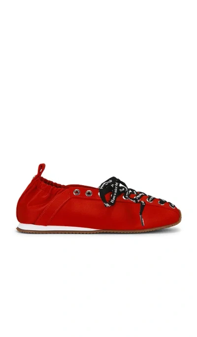 Ganni Lace Up Sporty Ballerina Sneaker In Goji Berry