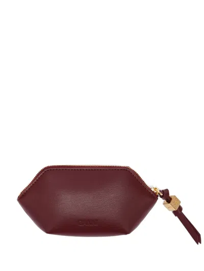 Ganni Logo-plaque Wallet In Brown