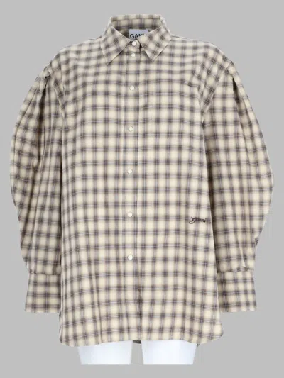 Ganni Organic Cotton Mini Shirt In Grey