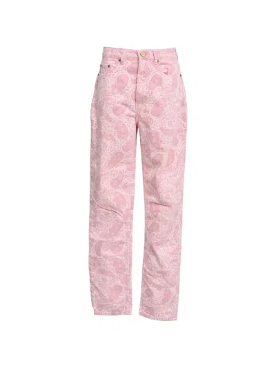 Pre-owned Ganni Paisley-print Jeans In Pink