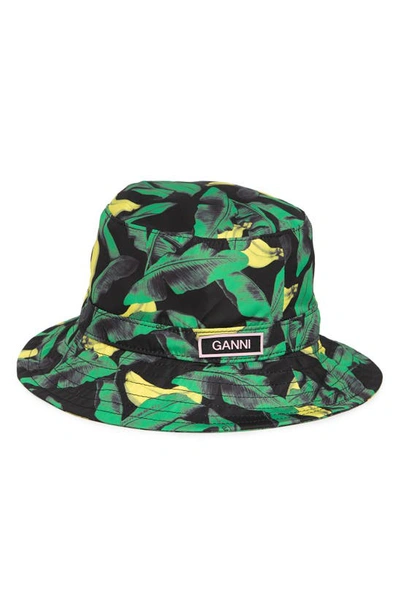 Ganni Recycled Polyester Bucket Hat In Green