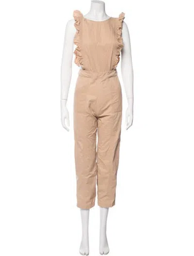 Pre-owned Ganni Square Neckline Jumpsuit In Neutrals