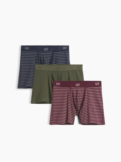 Gap 5" Organic Stretch Cotton Boxer Briefs (3-pack) In Deep Depth Green Multi