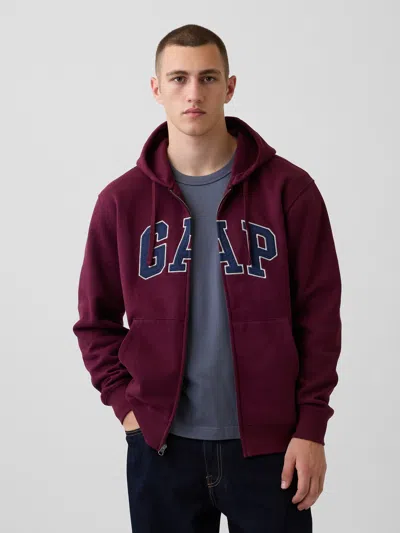 Gap Adult Vintagesoft Arch Logo Zip Hoodie In Tuscan Red