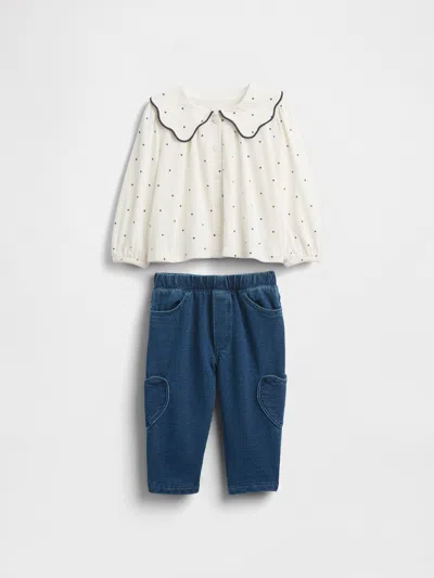 Gap Kids' Baby Collared Top & Pull-on Pants Outfit Set In Animal Print