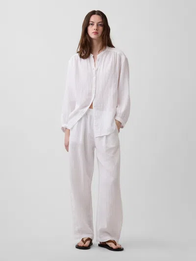 Gap Cotton Gauze Easy Barrel Pants In Fresh White