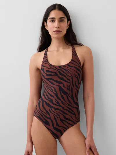 Gap Cross-back One-piece Swimsuit In Zebra Print