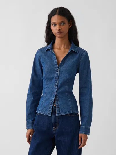 Gap Denim Fitted Shirt In Medium Wash