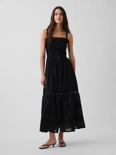 Gap Eyelet Tiered Maxi Dress In Black