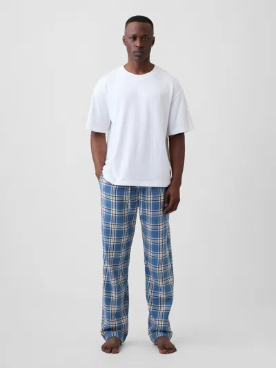 Gap Factory Relaxed Flannel Pj Pants In Light Blue Plaid