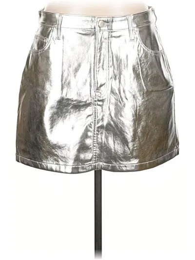 Pre-owned Gap Faux Leather Skirt In Silver