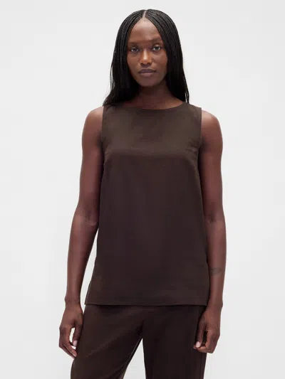 Gap Linen-blend Shell Tank Top In Brown