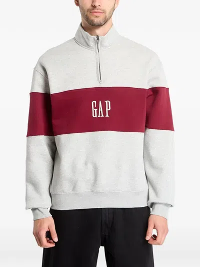 Gap Logo-embroidered Colour-block Sweater In Gray