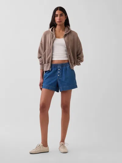 Gap Mid Rise Ultrasoft Denim Boxer Shorts In Medium Wash