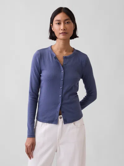 Gap Modern Crewneck Cardigan In Sargassus Blue