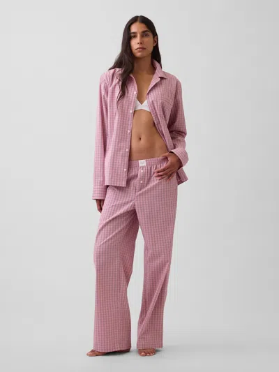 Gap Poplin Pj Pants In Pink Plaid