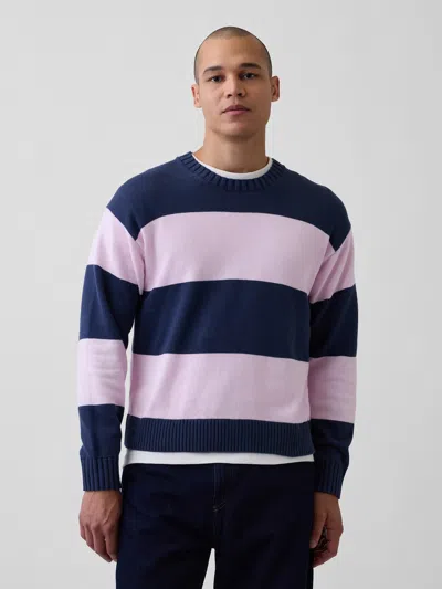 Gap Relaxed Stripe Crew Sweater In Blue