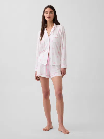 Gap Softest Modal Pj Shorts In Sea Shell Pink Print