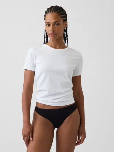 Gap Softest Organic Stretch Cotton Lace-trim Thong In Black
