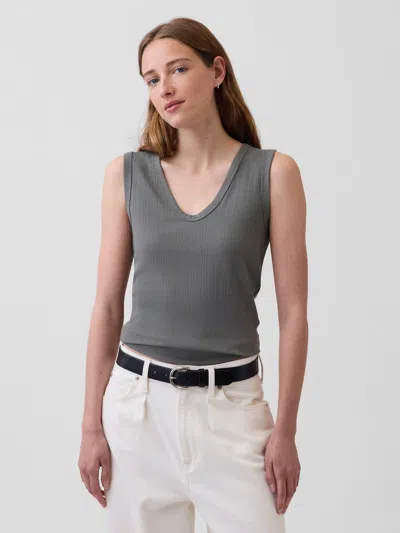 Gap Variegated Rib Tank Top In Olive Green