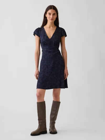 Gap V-neck Print Mini Dress In Blue Floral