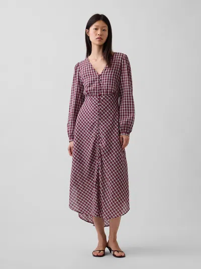 Gap Voile Plaid Empire-waist Maxi Dress In Multi