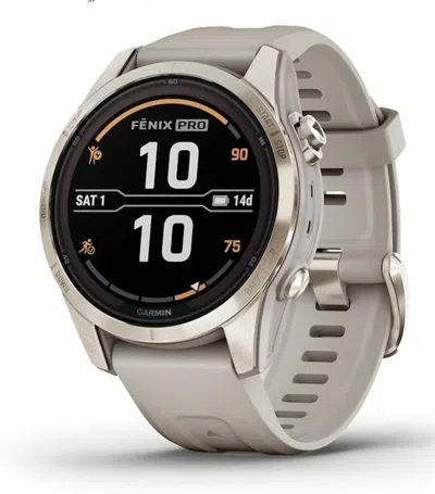 Garmin Fenix 7s Pro Sapphire Solar Watch In Sand In Silver