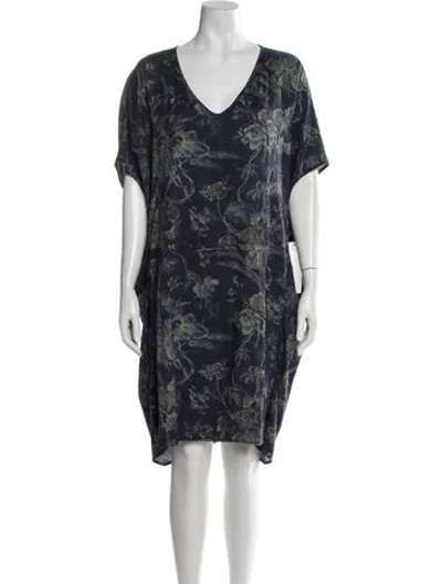 Pre-owned Gary Graham Floral Print Mini Dress In Blue