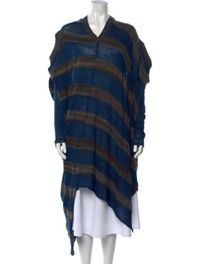 Pre-owned Gary Graham Silk Striped Sweater In Blue