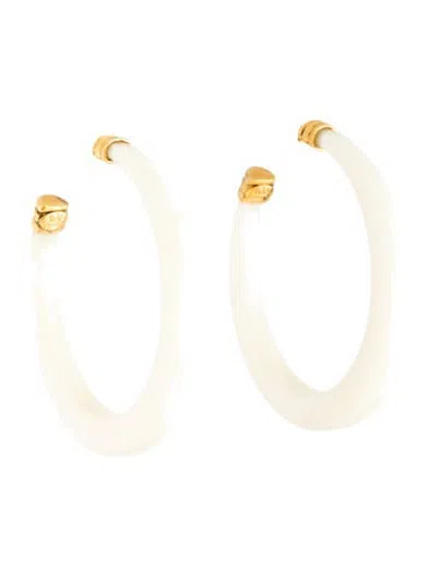 Pre-owned Gas Bijoux Acetate Caftan Hoop Earrings In White