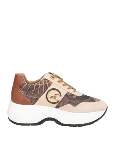 Gattinoni Woman Sneakers Beige Size 6 Soft Leather, Textile Fibers