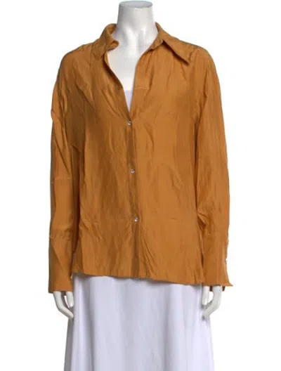 Pre-owned Gauge81 Silk Long Sleeve Button-up Top In Orange
