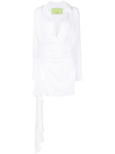 Gauge81 V-neck Draped Dress In White