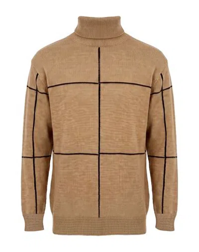 Gazzarrini Man Turtleneck Camel Size S Merino Wool, Acrylic In Brown