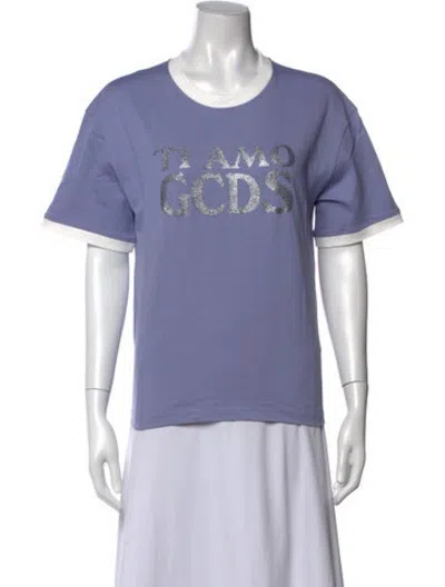 Pre-owned Gcds Graphic Print Crew Neck T-shirt W/ Tags In Purple