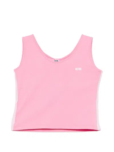 Gcds Kids' Side-stripe Tank Top In Pink